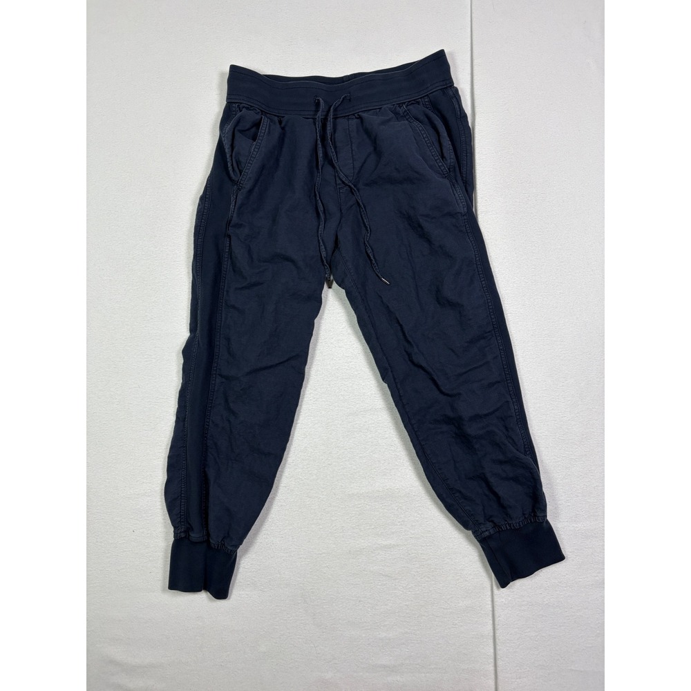 GAP Navy Blue Linen Cotton Blend Jogger Pants Small Petite Drawstring Casual
